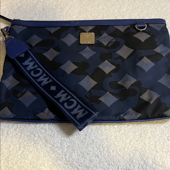 MCM Handbags - MCM Navy and Black Logo Pouch
